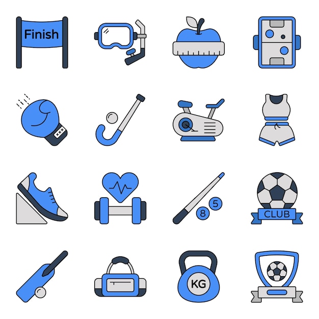 Pack of Sports Instruments Flat Icons