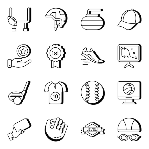 Pack of Sports Tools Linear Icons