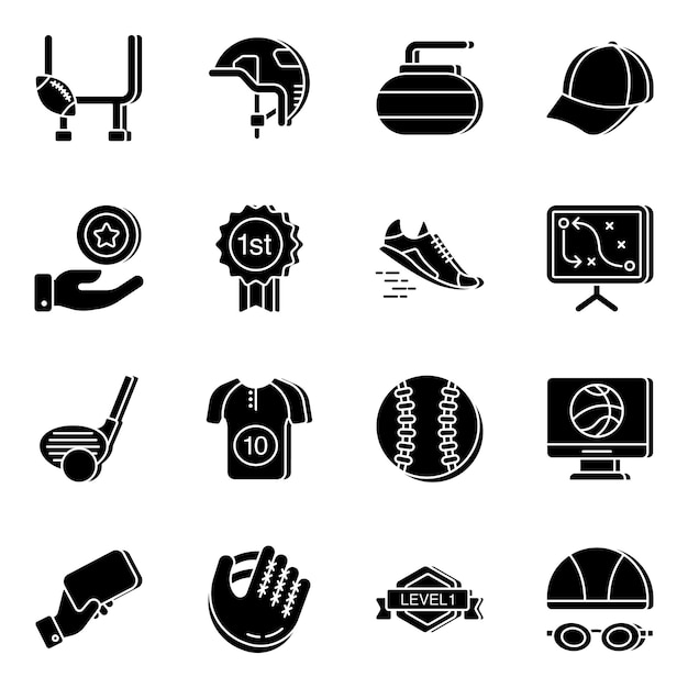 Pack of Sports Tools Solid Icons