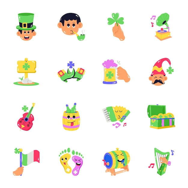 Pack of st patrick day flat stickers