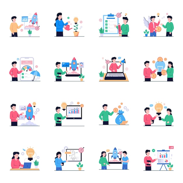 Pack of Startup Flat Illustrations