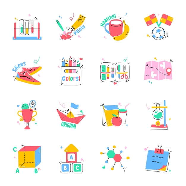 Vector pack of study flat stickers