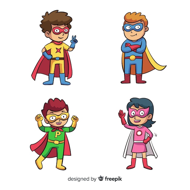 Vector pack of superhero kids