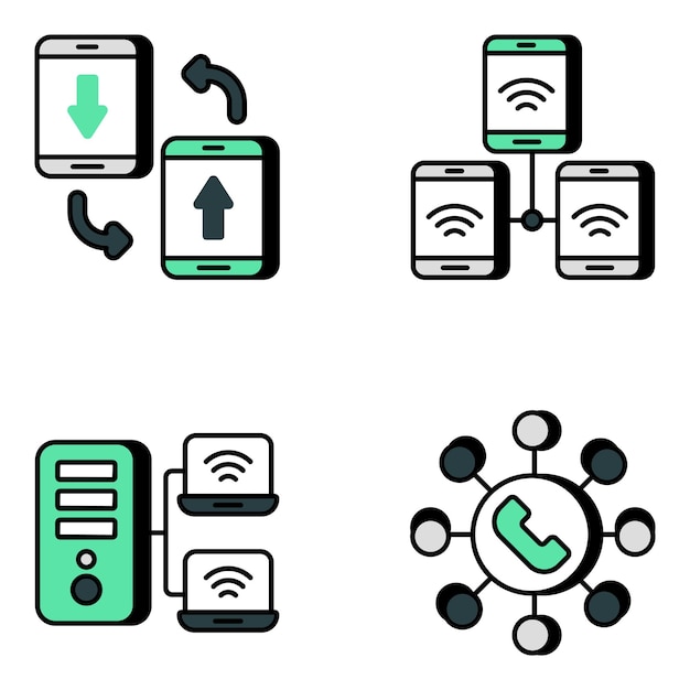 Pack of Technology Flat Icons