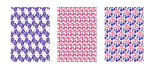 Пакет из трех цветочных узоров для дизайна фона или узоров красочных абстрактных векторов