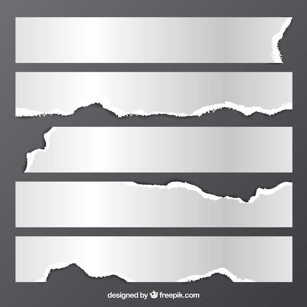 Vector pack of torn white paper pieces