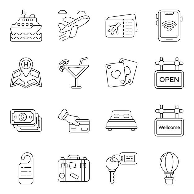 Vector pack of tour line icons