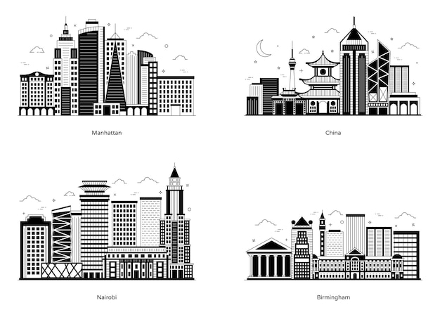 Vector pack of town architecture glyph