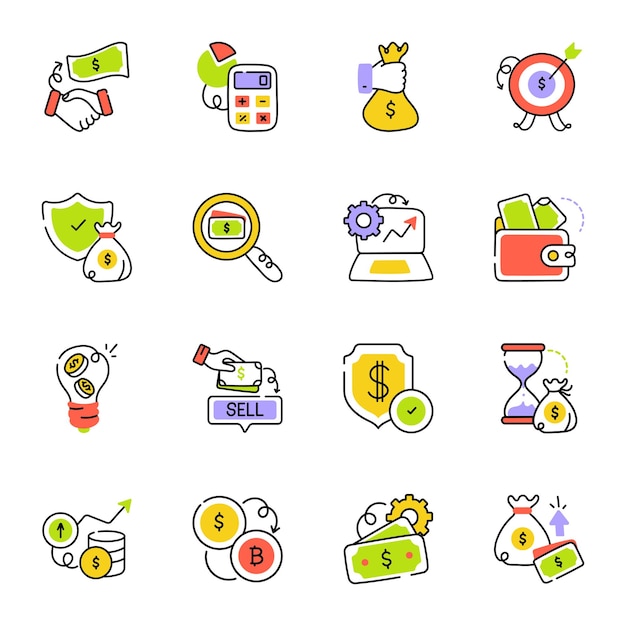 Pack of Trading Hand Drawn Icons