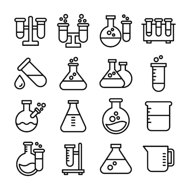 Pack van biochemie apparatuur pictogrammen