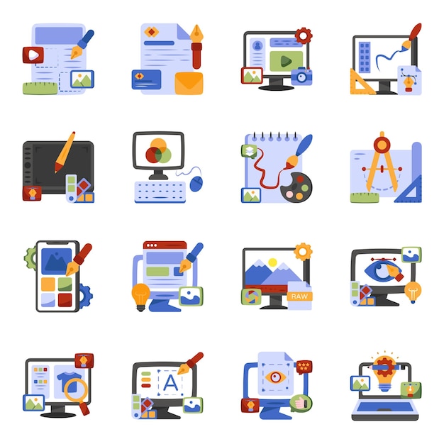 Pack van Creativiteit Flat Iconen