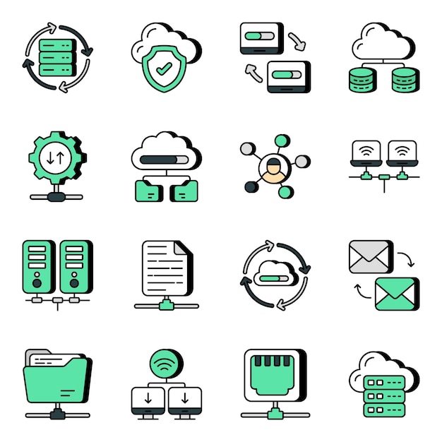 Pack van database plat pictogrammen