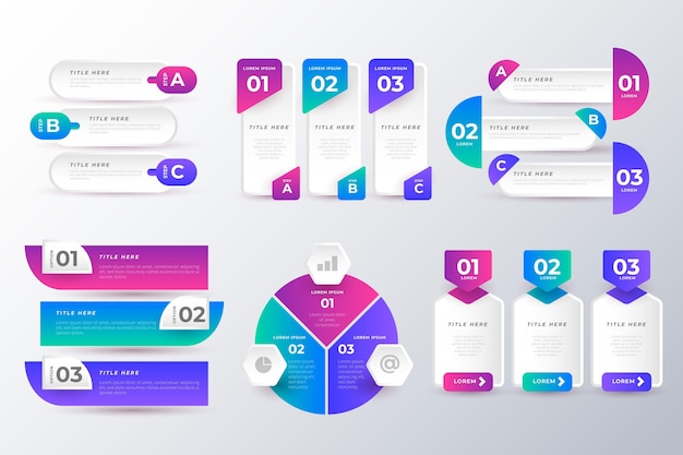 Pack van kleurrijke infographic elementen