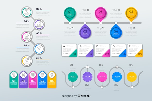 Pack van platte ontwerp infographic elementen