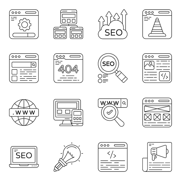Pack van Seo Line Iconen