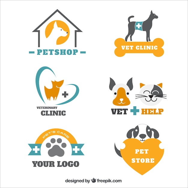 Vector pack of veterinary logos and pet shop