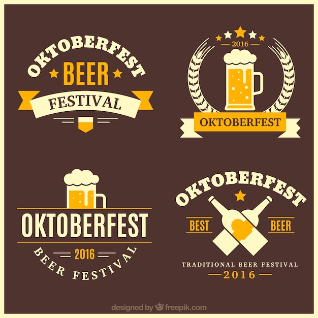 Vector pack of vintage decorative oktoberfest badges