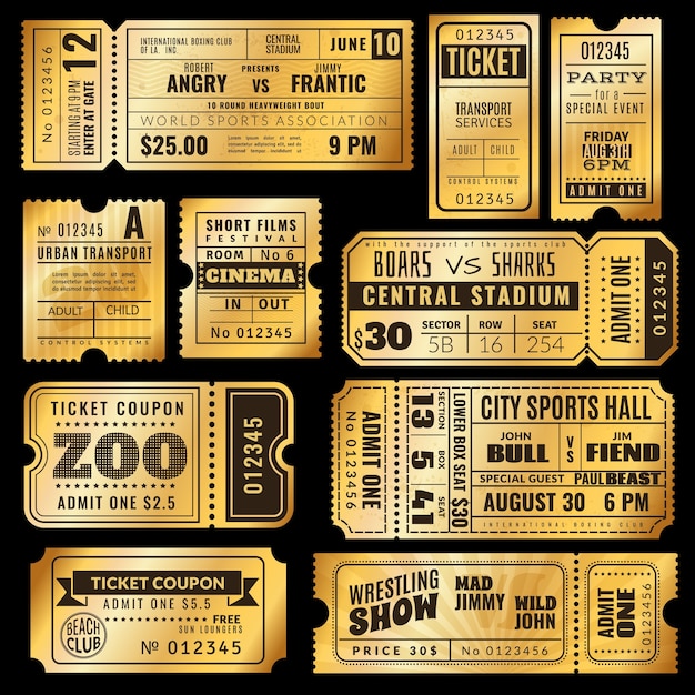 Pack of vintage golden tickets