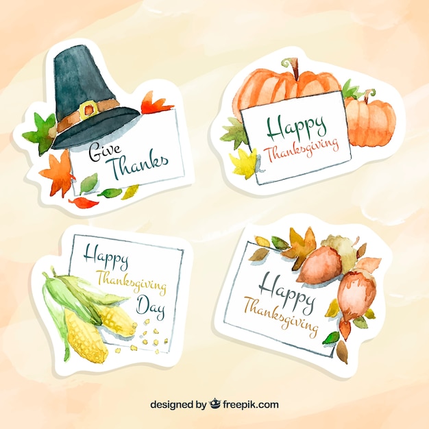 Pack of watercolor stickers for thanksgiving