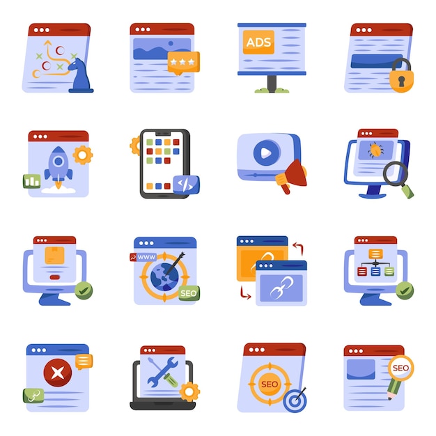 Pack of Web Flat Icons