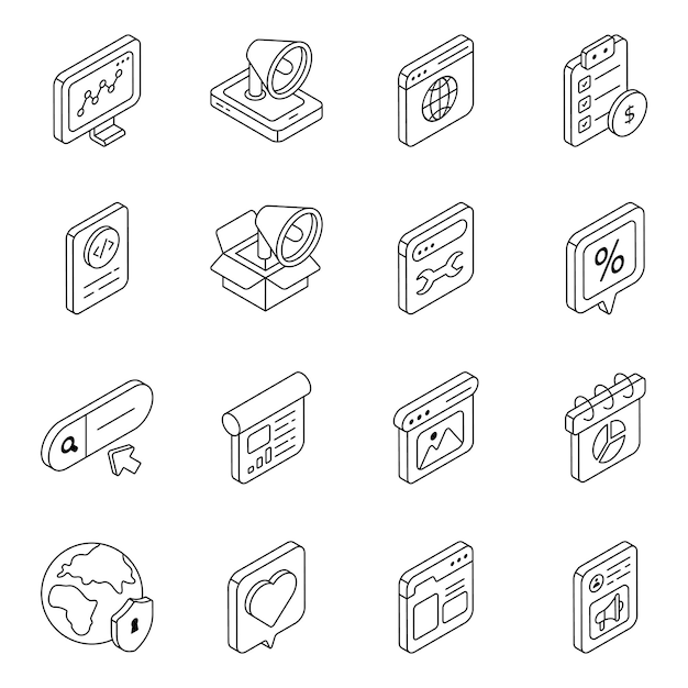 Vector pack of web linear icons