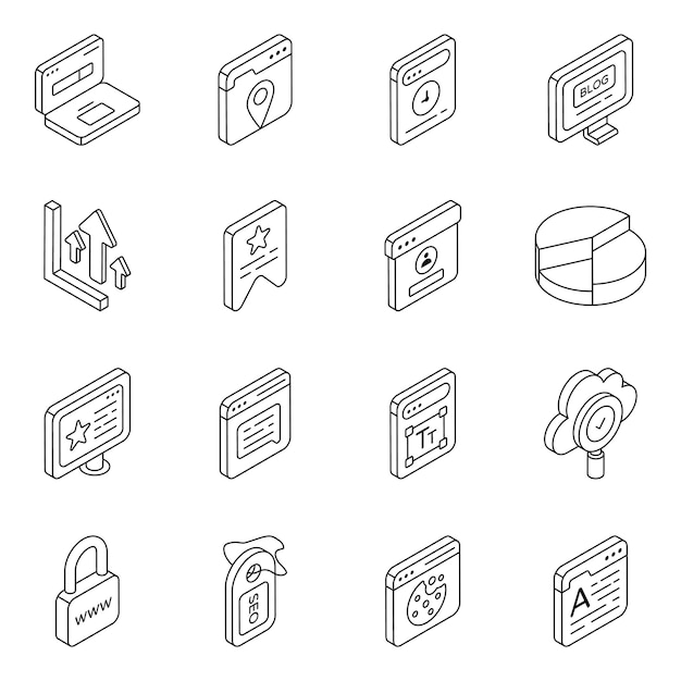 Pack of Web and Strategy Linear Icons