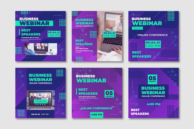 Vector pack of webinar instagram posts