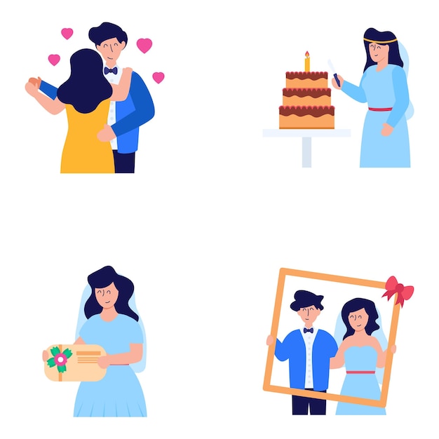 Pack of wedding flat icons