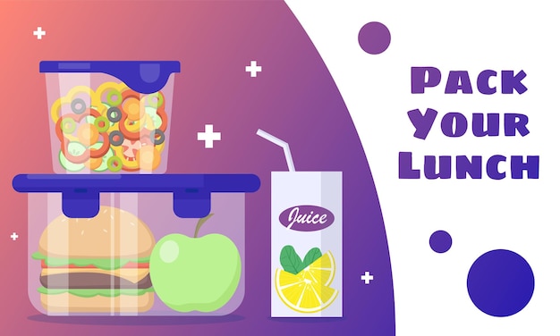 Vector pack your lunch horizontal  template