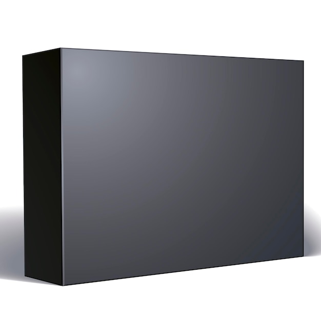 Vector package black box design isolated on white background, template for your package design, put your image over the box, vector illustration eps 8.