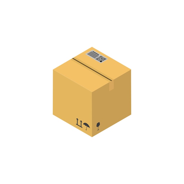 package box in flat style isometric vector illustration