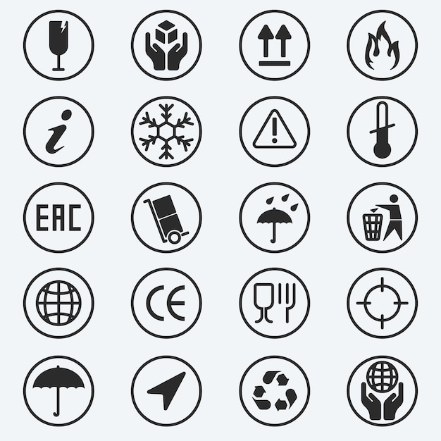 package box symbols set