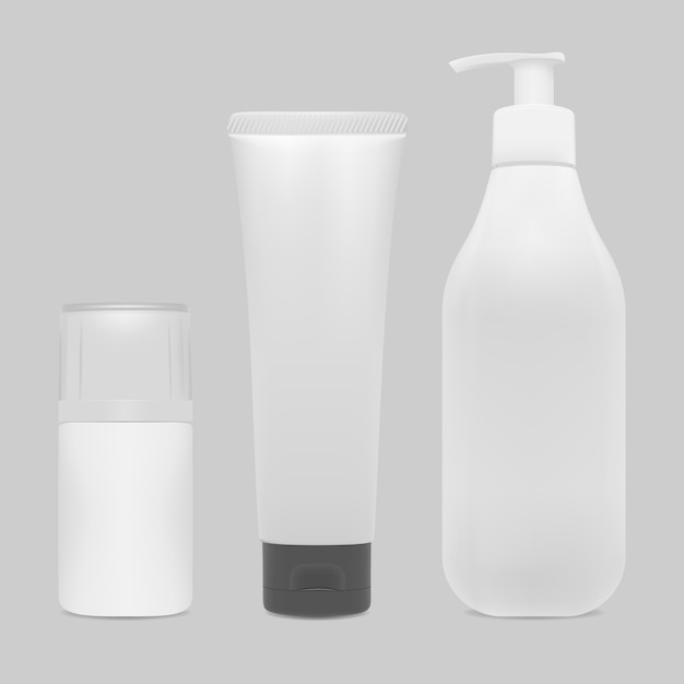 Vector package cosmetic bottle mockup product.