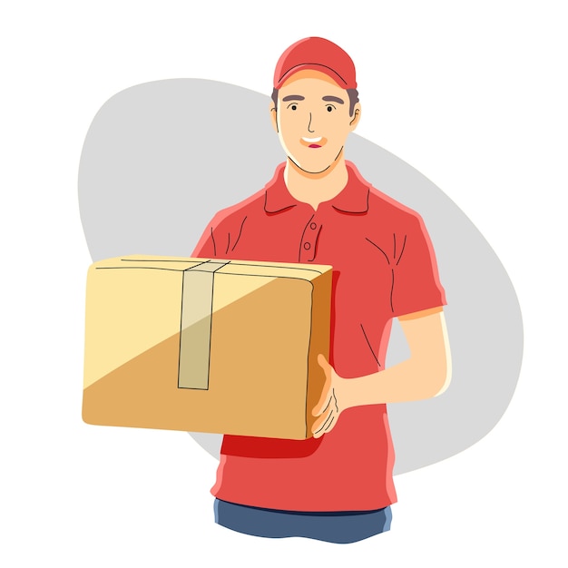 Package delivery, delivery man concept.