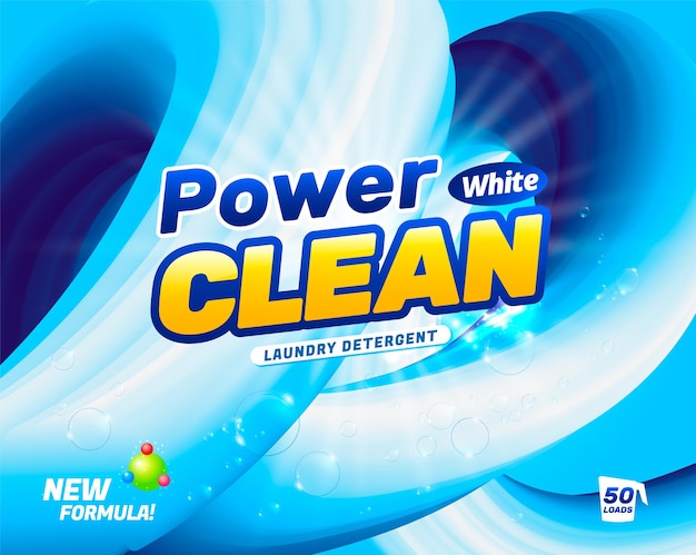 Vector package design template for laundry detergent powder for washing white linen