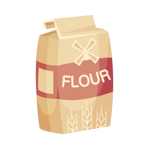 Vector package of flour baking and cooking ingredient vector illustration