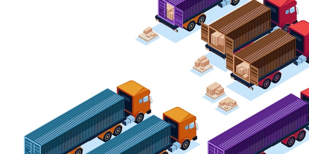 package loading illustration truck parking parallel to load the box package