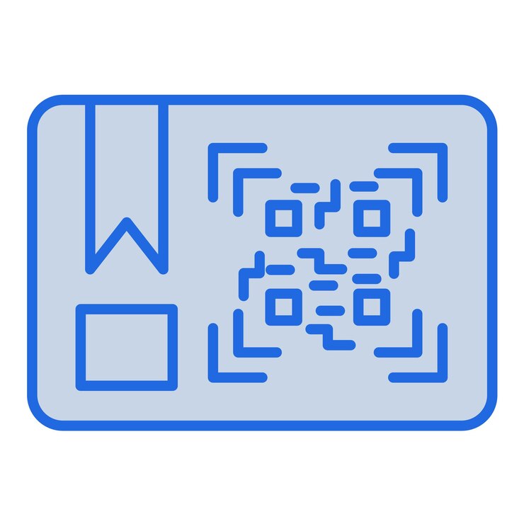 Vector package qr code blue tone illustration