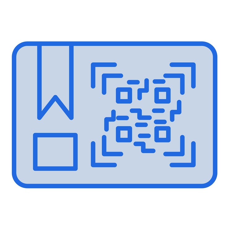 Vector package qr code blue tone illustration