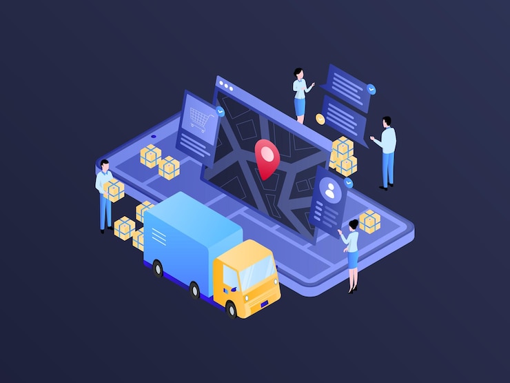 Vector package sent isometric illustration dark gradient suitable for mobile app website banner diagrams infographics and other graphic assets
