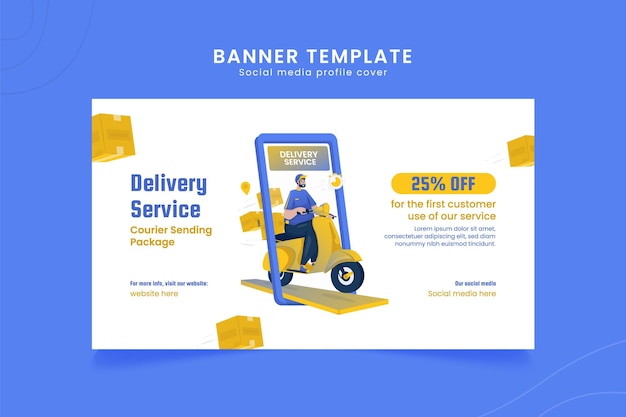 Package shipping delivery service on banner cover template