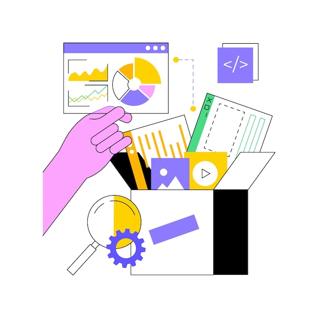 Illustrazione vettoriale del concetto astratto del software confezionato