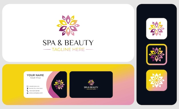 Packages of logos and business card templates creative flower inspiration vector logo design