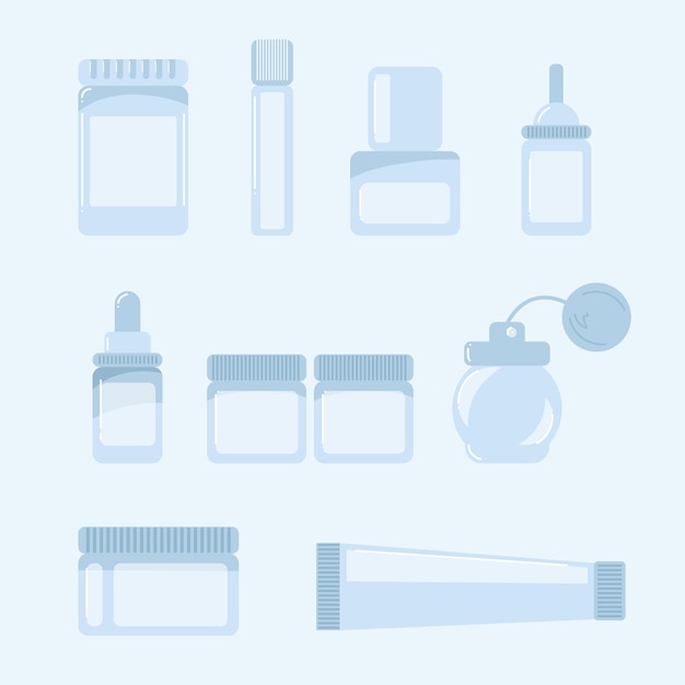 Packaging and bottles vector set