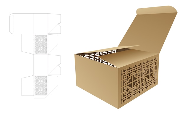 Packaging box die cut template and 3d mockup