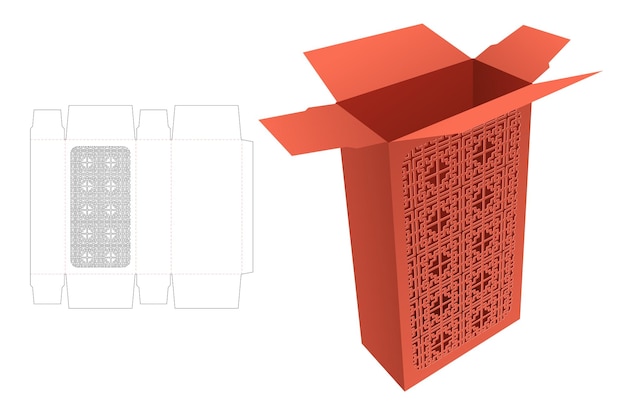 Packaging box die cut template and 3D mockup