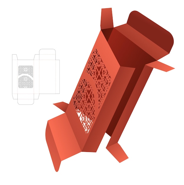 шаблон высечки упаковочной коробки и 3D макет