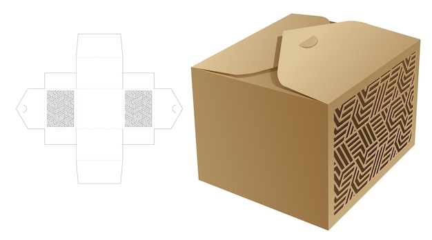 Packaging box die cut template and 3D mockup