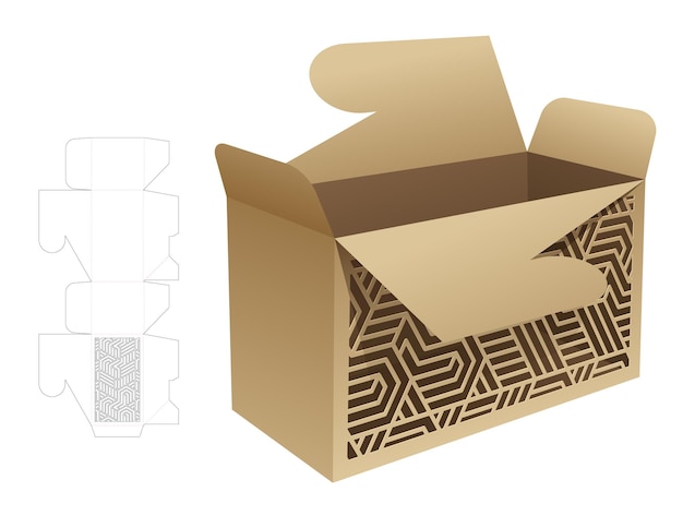 packaging box die cut template and 3D mockup