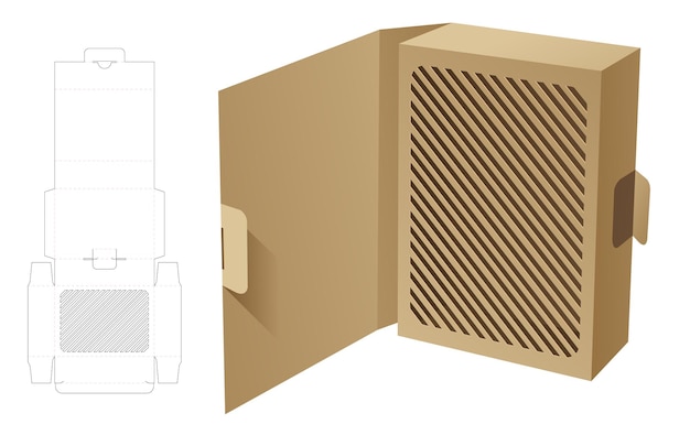 Packaging box die cut template and 3d mockup